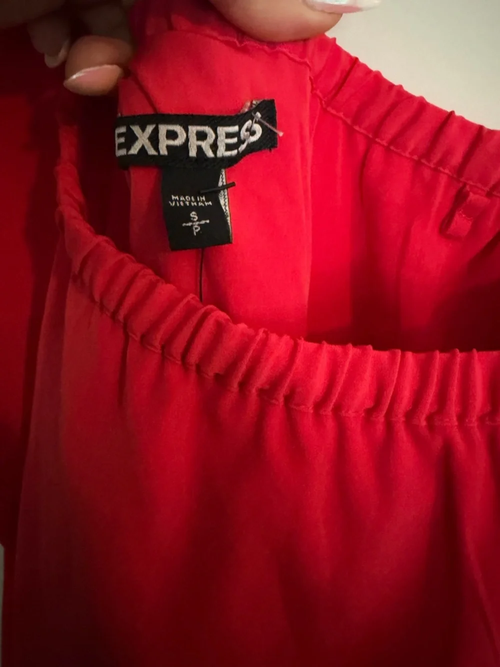 Express One-Shoulder Ruffle Dress in Red - Picture 2 of 4